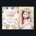 Wilde und drei Safari-Tiere zum Geburtstag Einladu Einladung<br><div class="desc">Ich finde es toll,  Ihre Gäste zu einer Geburtstagsfeier einzuladen! Safari Party Animals Thema.</div>