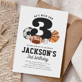 Wilde und drei Sportarten 3. Geburtstag Einladung