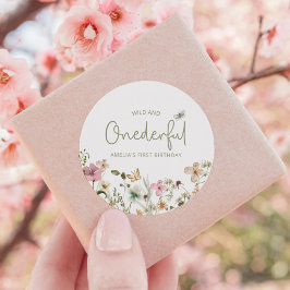 Wilde und einsame Wildblume 1. Geburtstag Party Runder Aufkleber