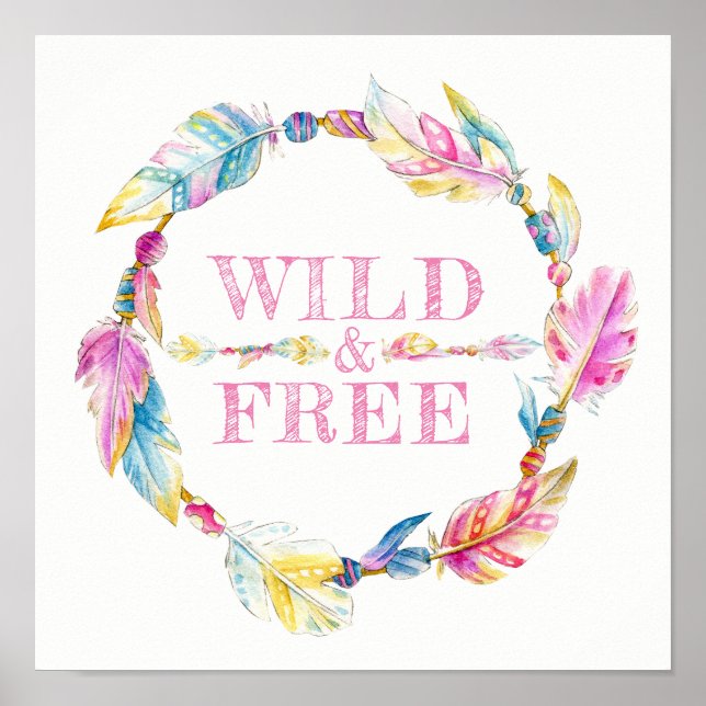 Wilde und freie Federperle Aquarellkunstposter Poster (Vorne)