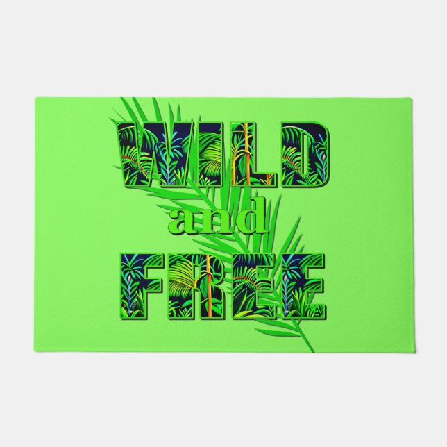 Wilde und freie Word Kunst mit Dschungel-Pflanze Fußmatte (Vorderseite)