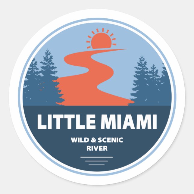 Wilde und Landschaftliche Flüsse des kleinen Miami Runder Aufkleber (Vorderseite)