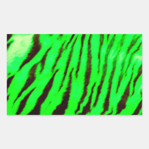 Wilde und lebendige grüne Tiger Streifen Rechteckiger Aufkleber