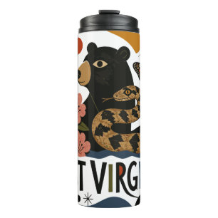 Wilde und wundervolle West Virginia-Folkart Thermosbecher