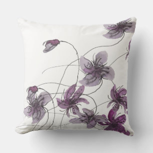 Wilde Veilchen Boho Floral Wasserfarbe Handgemalt Kissen