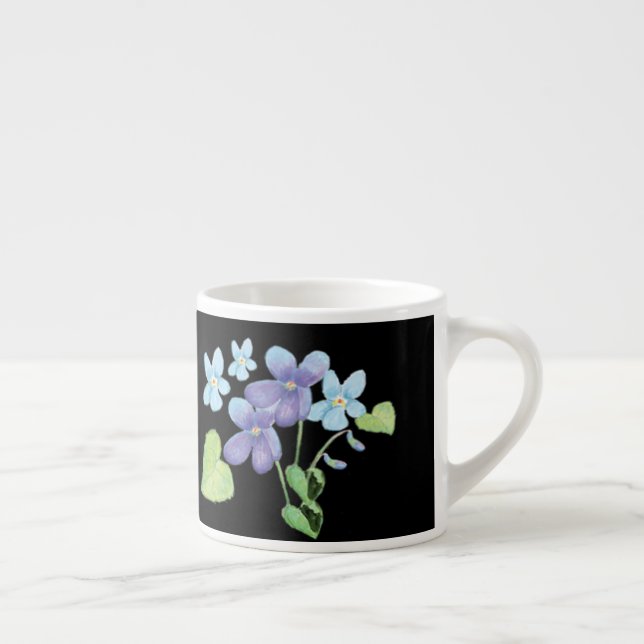 Wilde Violet-Blume Illustration Black Espressotasse (Rechts)