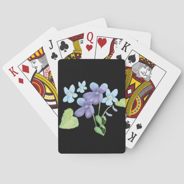 Wilde Violet-Blume Illustration Black Spielkarten (Rückseite)