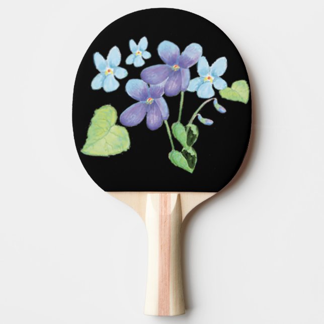 Wilde Violet-Blume Illustration Black Tischtennis Schläger (Vorderseite)