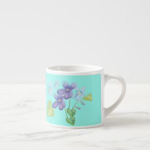 Wilde Violet-Blume Illustration Pastell Minze Espressotasse