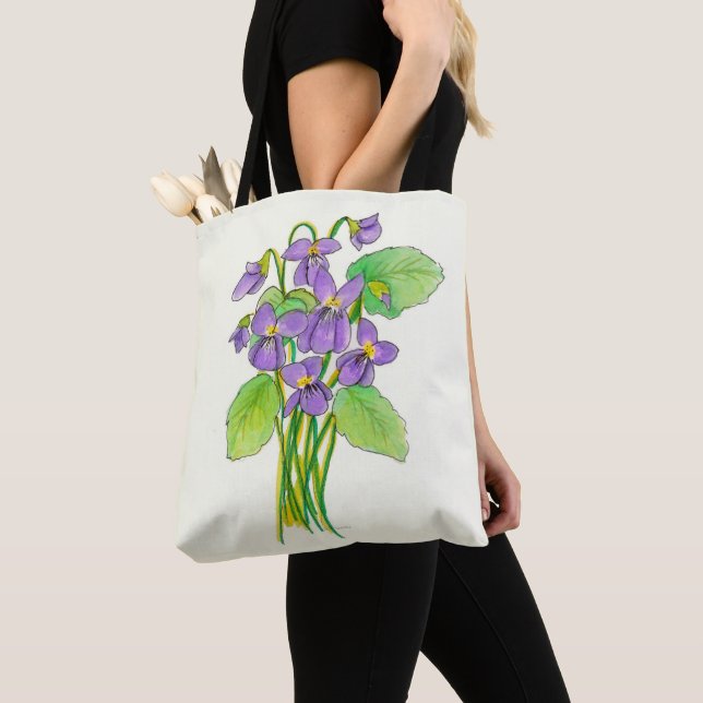 Wilde Violets Wasserfarbe Tasche (Von Nahem)
