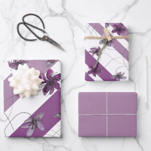 Wilde Violets Wasserfarben Handgemalt Geschenkpapier Set