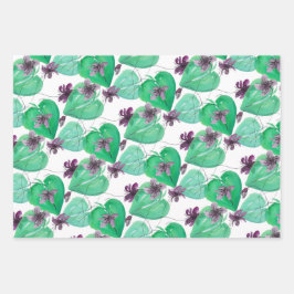 Wilde Violets Wasserfarben Handgemalt Geschenkpapier Set