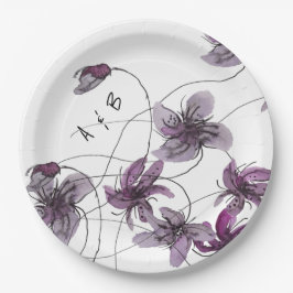 Wilde Violets Wasserfarben Handgemalt Pappteller