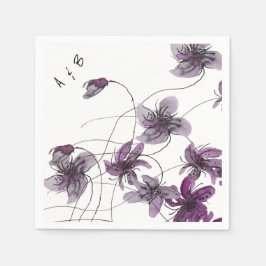 Wilde Violets Wasserfarben Handgemalt Serviette