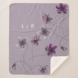 Wilde Violetten Wasserfarben Handgestrichen Mit Mo Sherpadecke