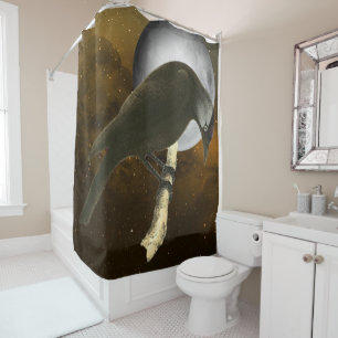 Wilde Vögel Kunst - Moon Raven Duschvorhang
