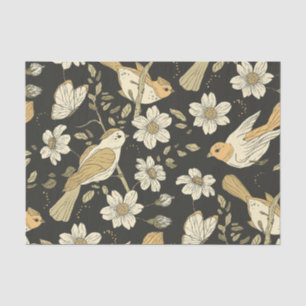 Wilde Vögel und Blumen Natur  Seidenpapier