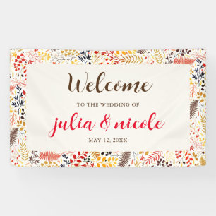 Wilde Waldblumen Farn Pilze Laub Hochzeit Banner