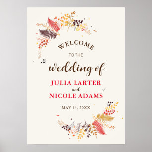 Wilde Waldblumen Farn Pilze Laub Hochzeit Poster