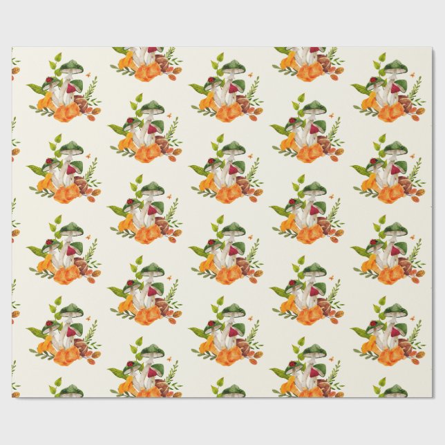 Wilde Waldpilzernte    Geschenkpapier (Flach)