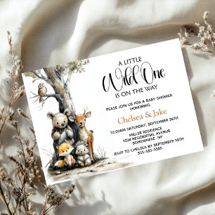Wilde Waldtiere Baby Shower Einladung