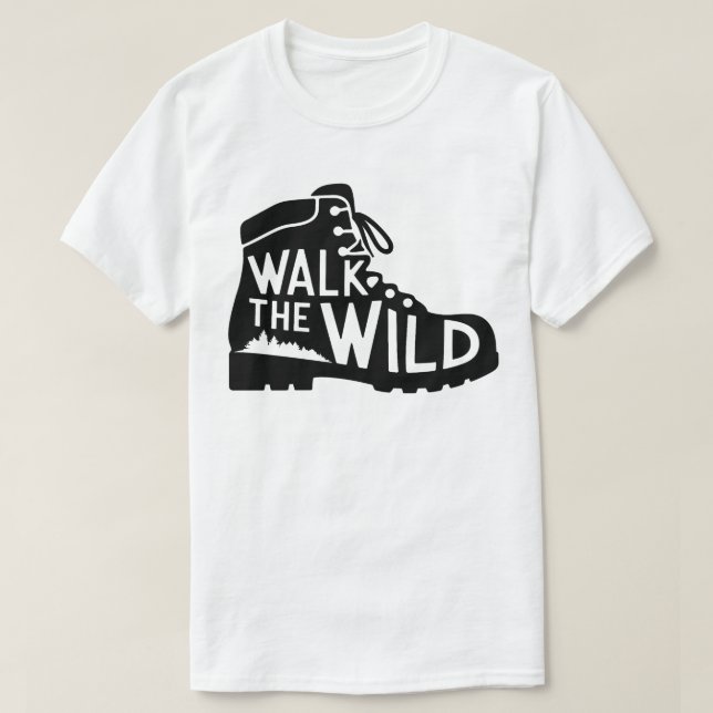 Wilde Wanderung Wanderschuh Grafikdesign T-Shirt (Design vorne)