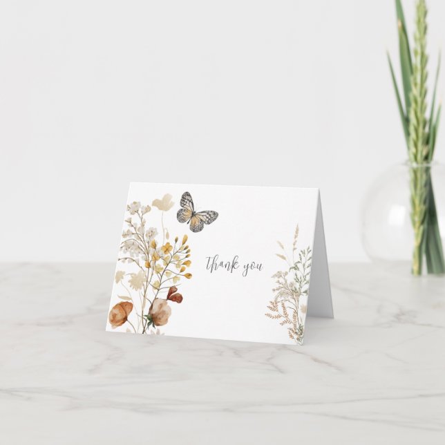 Wilde Wasserfarben-Blume Danke-Karte Dankeskarte (Vorderseite)