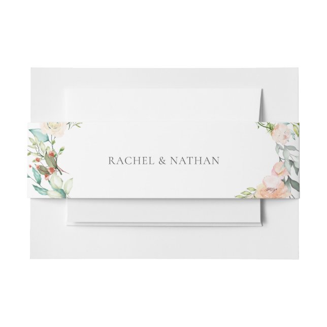 Wilde Wasserfarben Rose Garland Einladungsbanderole (Vorderseite Beispiel)