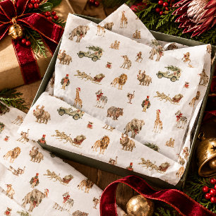 Wilde Weihnachts-Watercolor-Safari-Tier-Pattern Seidenpapier