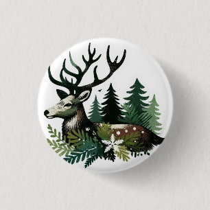 Wilde Weihnachtszeit-Blume Button