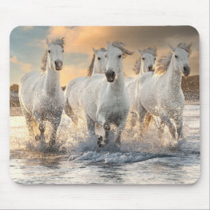 Wilde Weiße Pferde Mousepad