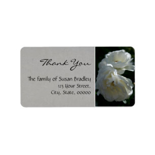 Wilde Weiße Rosen Danke, Label 1 Adressaufkleber