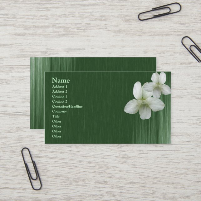 Wilde weiße Violette Elegante Business Card Visitenkarte (Vorderseite/Rückseite Beispiel)