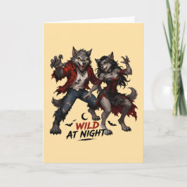 Wilde Werwolf Paar bei Nacht Karte