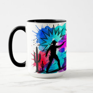 Wilde Western-Cowboys Farbige Wasserfarben-Kunst Tasse