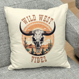 Wilde Western-Vibes Kuh-Schädel Kissen