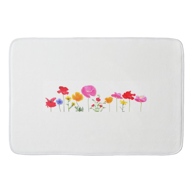 wilde Wiesen-Blumen Badematte (Vorderseite)