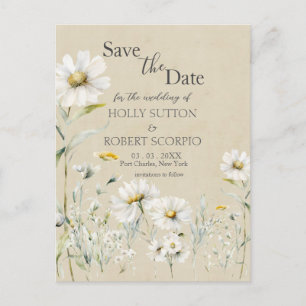 Wilde Wiesenmargerite Kraft Floral Save-the-Date-K Postkarte