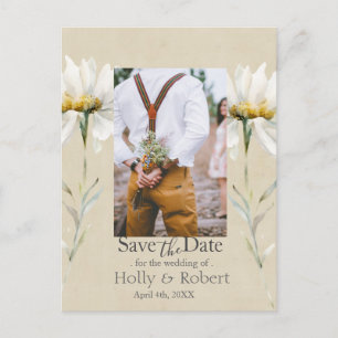 Wilde Wiesenmargerite Kraft Save the Date Foto  Postkarte
