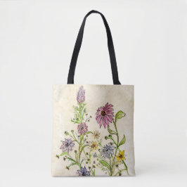 Wilde Wildblumen auf einer Tote-Tasche Tasche