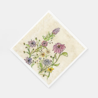 Wilde Wildblumen auf Papierservietten