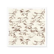 Wilde Wilde Pferde Brown und Elfenbein Napkins