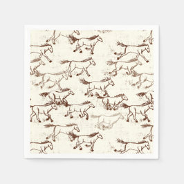 Wilde Wilde Pferde Brown und Elfenbein Napkins Serviette