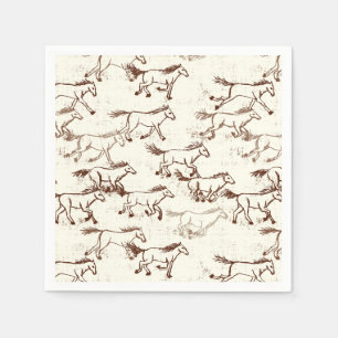 Wilde Wilde Pferde Brown und Elfenbein Napkins Serviette