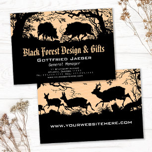 Wilde Wildschweine und Rehe: Deutsche Silhouette / Visitenkarte