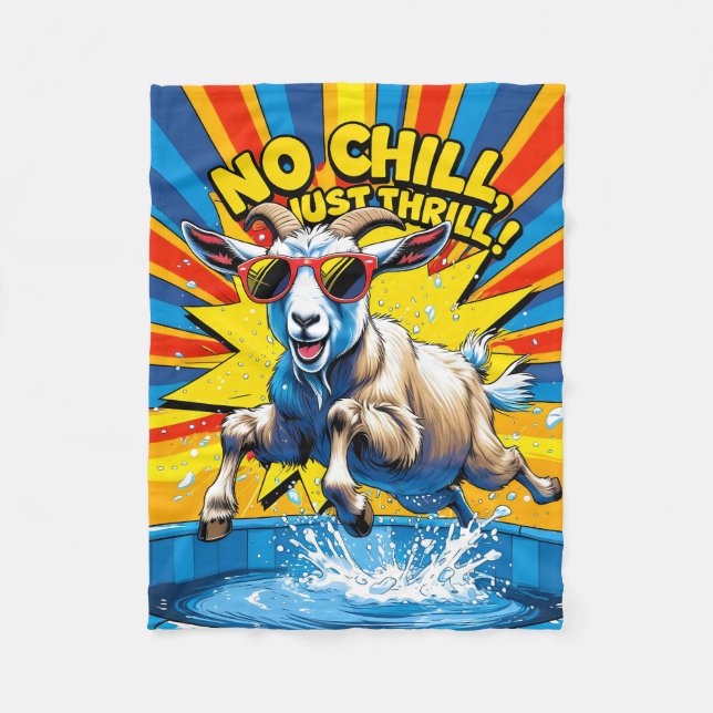 Wilde Ziege Sommer Retro Pool Splash  Fleecedecke (Vorderseite)