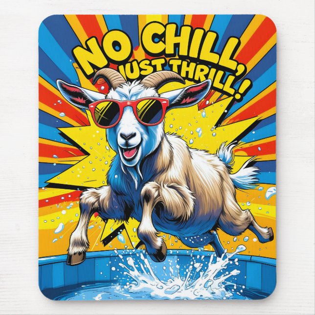 Wilde Ziege Sommer Retro Pool Spritzer  Mousepad (Vorne)