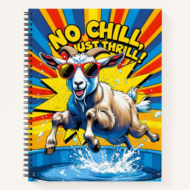 Wilde Ziege Sommer Retro Pool Spritzer  Notizbuch (Vorderseite)