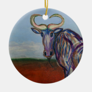 Wildebeest Keramik Ornament