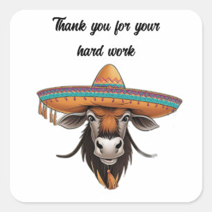 Wildebeest mit einem Sombrero Quadratischer Aufkleber